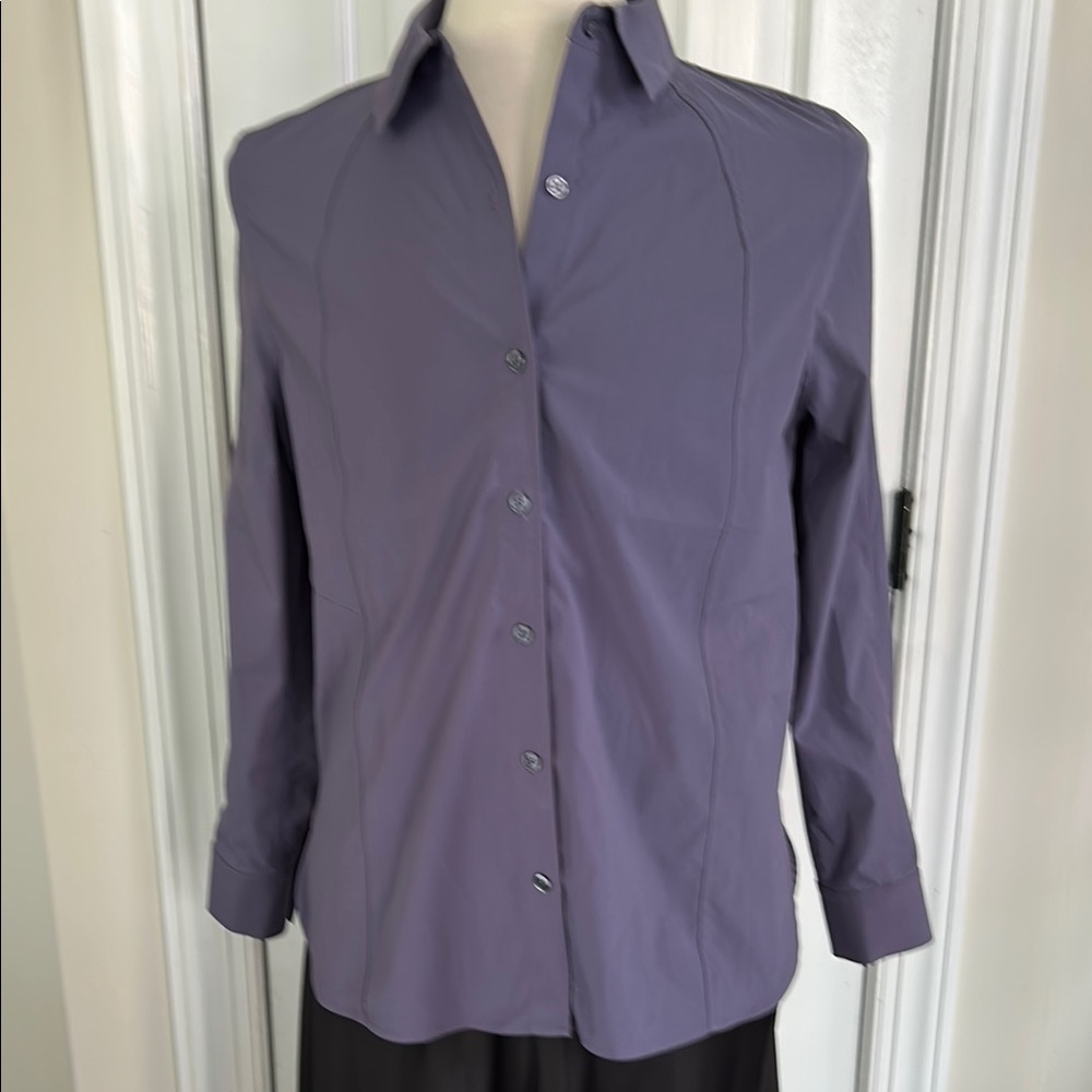 Athleta Women's Purple/Plum Button-Up Shirt